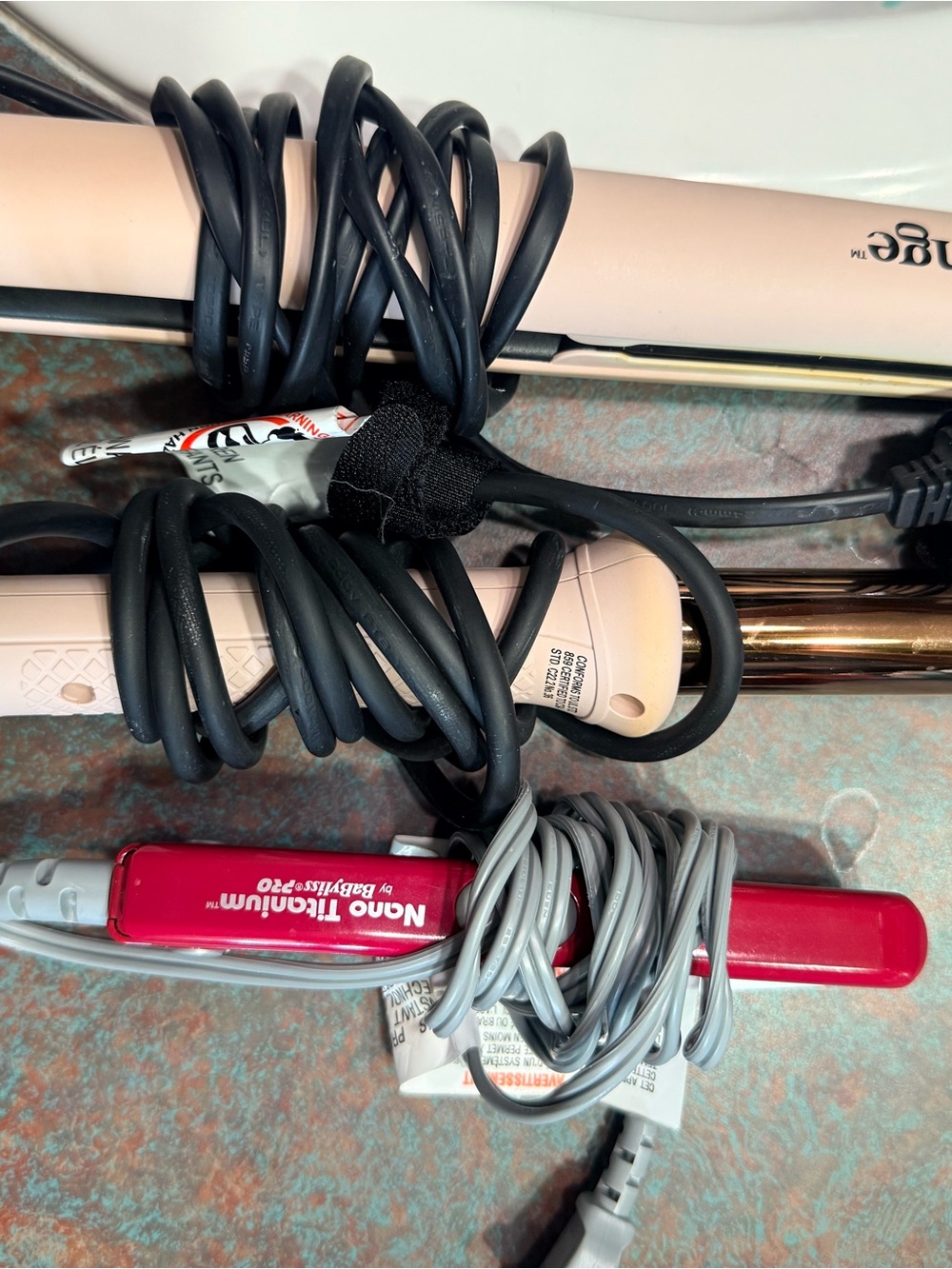 Lange Pink and Cream Hair Straightener and Mini Red Flat Iron Set